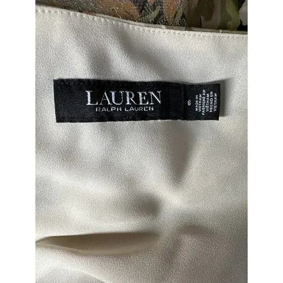 Lauren Ralph Lauren Lusita Dress Floral Metallic Ruffled Maxi Gown Multicolor 6 - Picture 6 of 9